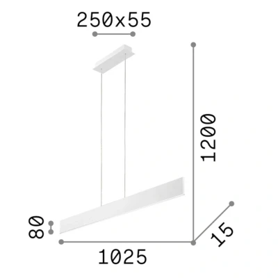 Afbeelding van Ideal Lux LED hanglamp Bureau, zwart metaal Lengte 102,5 cm