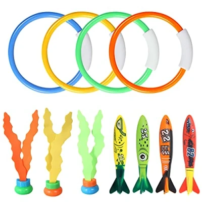 Afbeelding van mizikuu 11 stuks duikringen voor kinderen, duikspeelgoed, zwemspeelgoed met duikringen, torpedo, zwaartekrachtstaart jongens, zwembadfeest, zwembad