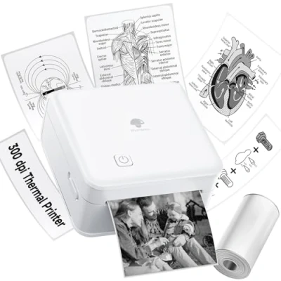 Afbeelding van Phomemo M02 Pro draagbare mini printer, 300 dpi, thermische zakprinter, fotoprinter compatibel met smartphone en tablet, ideaal voor studie, foto&#039;s, geschenken, wit