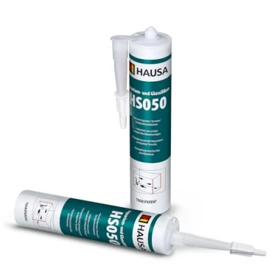 Afbeelding van HAUSA Set van 2 siliconen flessen voor aquariumglas HS050 transparant 310 ml lijm en afdichtmiddel aquarium, terrarium, glasbouw, snelle uitharding zoetwaterbestendig