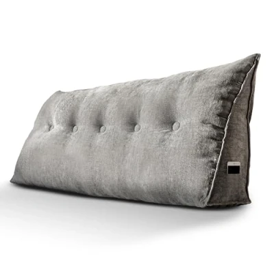 Afbeelding van Björn&amp;Schiller rugkussen, grijs, 140 cm, leeskussen, voor bed en bank, wigkussen, wandkussen, groot met wasbare overtrek, ideaal om tegen te leunen