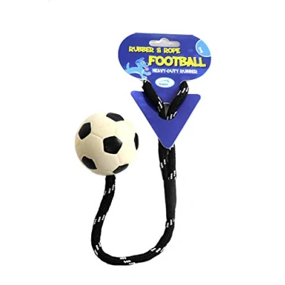 Afbeelding van Happy Pet Tough Toys Werptouw Met Voetbal Rubber 37,5X6,5X6,5 CM
