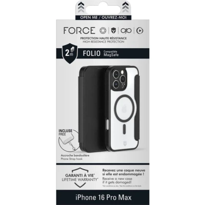 Afbeelding van Force Case, Beschermhoes Geschikt voor Apple iPhone 16 Pro Max Folio Versterkt MagSafe, Zwart