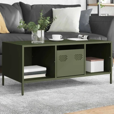 Afbeelding van vidaXL Salontafel 101,5x50x43,5 cm koudgewalst staal olijfgroen