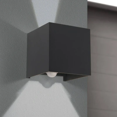 Afbeelding van Buitenwandlamp Cube S, antraciet, metaal, sensor