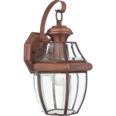 Afbeelding van Quoizel LED Wand Buitenlamp Newbury 1X E27 Max 60W IP44 Dimbaar Lacquered Aged Copper
