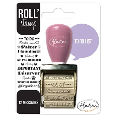 Afbeelding van Aladine Roll&#039; Stamp To Do List rolstempel 12 berichten om overal te stempelen ideaal voor Bullet Journal, Scrapbooking 02164 3,5 x 8 10,5 cm, zwart