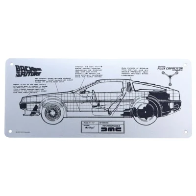 Afbeelding van FaNaTtik Back To The Future Metalen wandbord DeLorean Schematic Multicolours