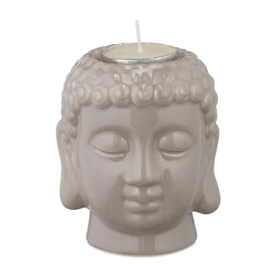 Afbeelding van Relaxdays boeddha theelichthouder keramiek feng shui sfeerverlichting zen decoratie