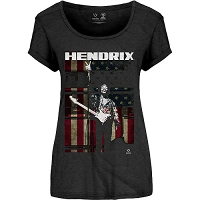 Afbeelding van Jimi Hendrix Peace Flag Dames T shirt 2XL Zwart