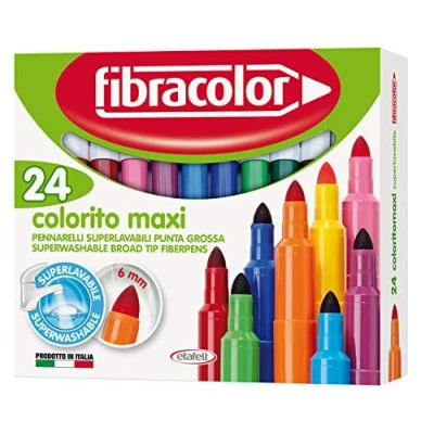 Afbeelding van FIBRACOLOR Colorto Maxi Marker, 24 kleuren, grove punt, super wasbaar