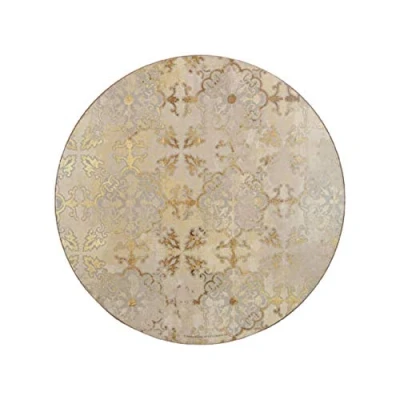 Afbeelding van Creative Tops Set van 4 ronde placemats met kurkrug, 29 cm, goudkleurige opdruk, goud/grijs