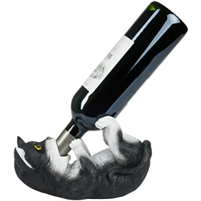 Afbeelding van BRUBAKER Wijnfleshouder Dorstige Kat Wijnrek Grappig Wijn accessoires Grappige Decoratie Cadeau