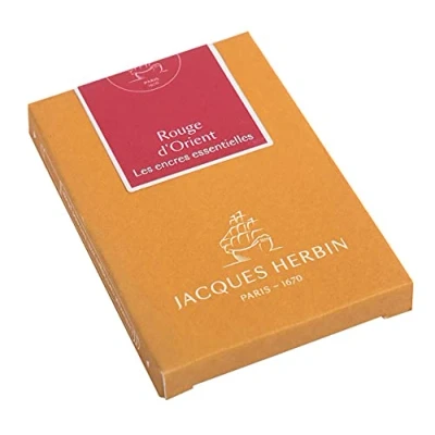 Afbeelding van Jacques Herbin 11069JT Doos met 7 grote patronen internationale afmetingen, voor vulpen en rollerball rood d&#039;Orient, gemaakt in Frankrijk