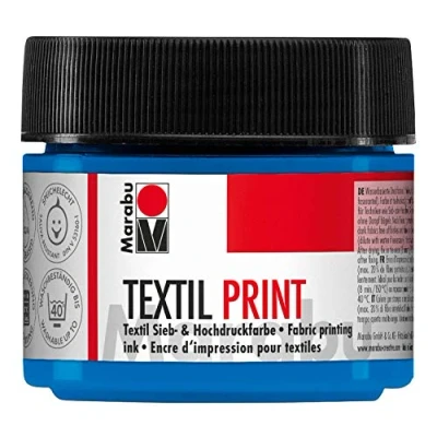 Afbeelding van Marabu 17030050956 textielverf Print, zeef en hoge druk op waterbasis, 100 ml, cyaan primair Duitse versie
