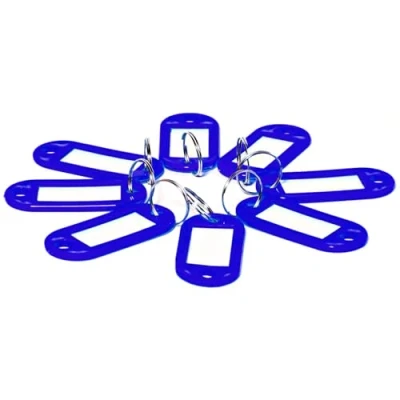 Afbeelding van D.RECT 10 stuks sleutelhangers van kunststof met gespen Sleutelhanger kijkvenster voor bagage, huisdiernaam en kantoorlabels Blauw