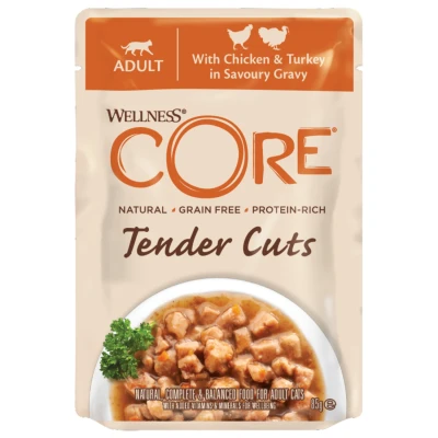 Afbeelding van Wellness Core Tender Cuts 85 g Kattenvoer Kip&amp;Kalkoen