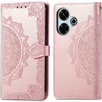 Afbeelding van imoshion Hoesje Geschikt voor Xiaomi Redmi 13 (4G) Met Pasjeshouder Mandala Bookcase Rosé Goud