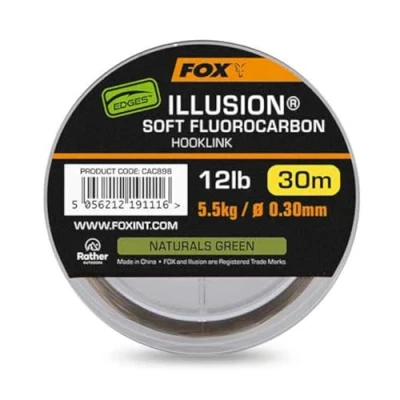 Afbeelding van Fox Edges Illusion Soft Fluorocarbon Hooklink Naturals Green 0.30mm (5.5kg) 30m Karper onderlijn materiaal