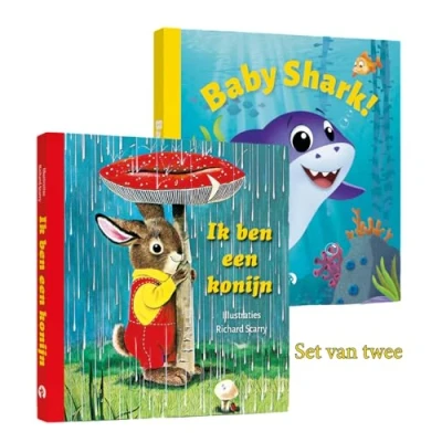 Afbeelding van een Gouden Blokboekje Pakket met Ik ben konijn en Baby shark