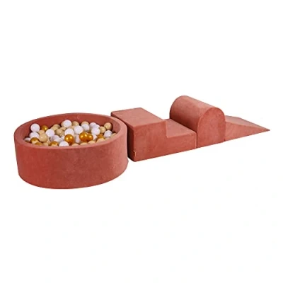 Afbeelding van Foam Speelset incl XL Ballenbak 90x30 Marsala Rood Ballenbakje.nl Wit Beige Goud