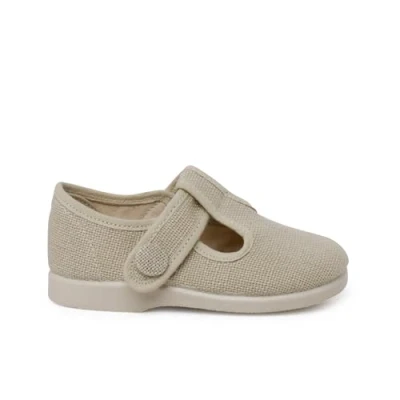 Afbeelding van Pisamonas Pepito Cierre Adherente BOTÓN Babyschoenen voor kinderen, Maat: 21, Crudo Textiel
