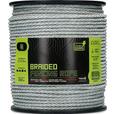 Afbeelding van ZoneGuard 6 mm gevlochten afrasteringskoord Wit 200 m