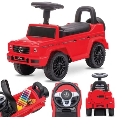 Afbeelding van Mercedes Baby Bobbycar, kinderauto, loopwagen met claxon en motorgeluiden, 1 jaar ouder (rood)