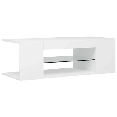 Image de vidaXL Meuble TV avec lumières LED Blanc 90x39x30 cm804238