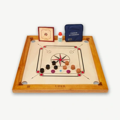 Afbeelding van Compact Carrom 68x68 cm Eco Hardhout India Ubergames Limited Edition