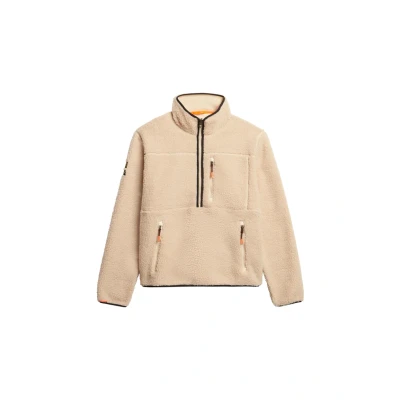 Afbeelding van Superdry HALF ZIP Fleece trui, Heren, Maat: Medium, Oatmeal beige