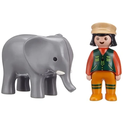 Image de Playmobil 1.2.3 9381 Soigneuse avec éléphanteau
