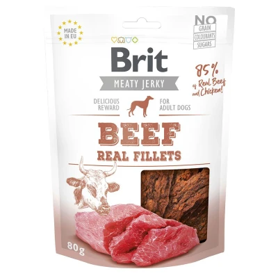 Afbeelding van 3x80g Brit Jerky Rundvlees Filets Hondensnacks