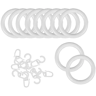 Afbeelding van Bestlivings 50 stuks gordijnringen met plooihaken, voor universele band/plooiband, diameter 40 mm, kleur: wit
