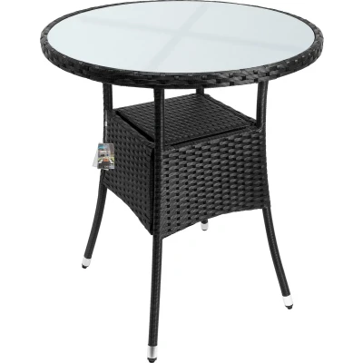 Afbeelding van Casaria Bijzettafel Rond 60cm Weerbestendig Polyrattan Zwart