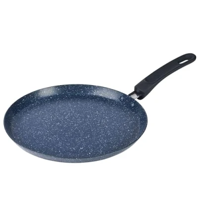 Afbeelding van Russell Hobbs RH03409EU7 Nightfall Stone Crepe Pancake Pan antiaanbaklaag, platte bakpan, 25 cm, inductie hob geschikt, voor eig, dosis, omelet, chapati, roti, blijf cool handvat,
