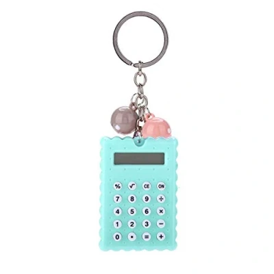 Afbeelding van Sleutelhangerrekenmachine, mini sleutelhangerrekenmachine in draagbare schattige koekjesstijl, 8 bits zakrekenmachine voor kinderen/studenten (groen)