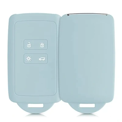 Afbeelding van kwmobile autosleutelhoes geschikt voor Renault 4 knops Smartkey autosleutel (alleen Keyless Go) Siliconenhoes in cool mint Sleutelcover
