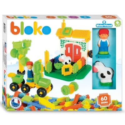 Afbeelding van BLOKO Set van 60 met 2 3D figuren boerderij vanaf 12 maanden gemaakt in Europa bouwspeelgoed 1e leeftijd 503684