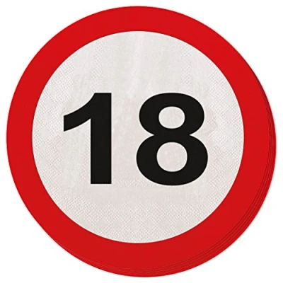 Afbeelding van Servet Verkeersbord 18 jaar 20 stuks