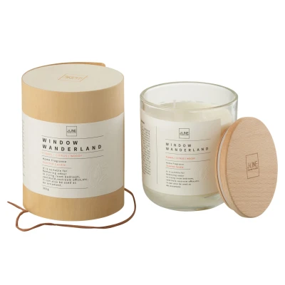 Afbeelding van J Line geurkaars Rond Window Wanderland transparant large 66U