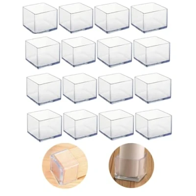 Afbeelding van Set van 16 vierkante siliconen stoelpootbeschermers voor stoelpoten, 40 x mm