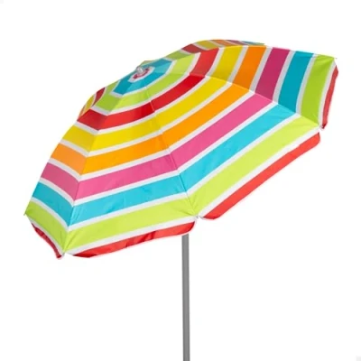 Afbeelding van AKTIVE 62360 Strandparasol, UV50 bescherming, kantelbaar en in hoogte verstelbaar, stalen mast, Oxford polyesterweefsel, 8 baleinen, draagtas met handgreep, 160 cm, kleurrijke strepen,