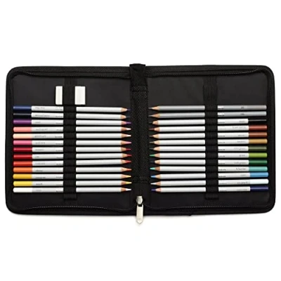 Afbeelding van Winsor &amp; Newton Studio Collection Etui 24 Kleurpotloden + 2 Grafietpotloden Vinylgum