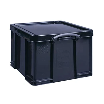 Afbeelding van Really Useful Box Opbergdoos van gerecycled kunststof, robuust en stapelbaar, 42 liter, 440 x 520 310 mm, zwart