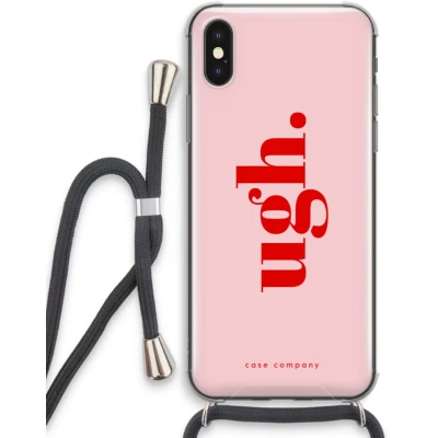 Afbeelding van Case Company® hoesje met Koord geschikt voor iPhone XS Ugh Telefoonhoesje Zwart Extra Bescherming aan alle Kanten en Over de Schermrand