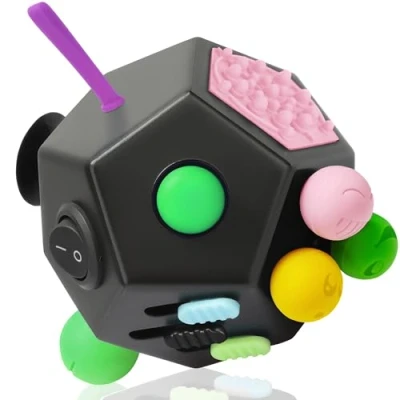 Afbeelding van Vcostore Fidget Cube Toys, anti stress dobbelstenen, speelgoed, 12 pagina&#039;s kubus, Labs voor volwassenen en kinderen, kantoor, klaslokaal, thuis