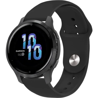 Afbeelding van iMoshion Siliconen 22 mm bandje Geschikt voor Garmin Venu 2 / Fenix 7 Pro 7s 6 Vivoactive 4 Polar Grit X Vantage M2 V2 Zwart