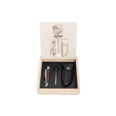 Afbeelding van Laguiole Style de Vie Zakmes Met aanzetstaal en etui Rozenhout