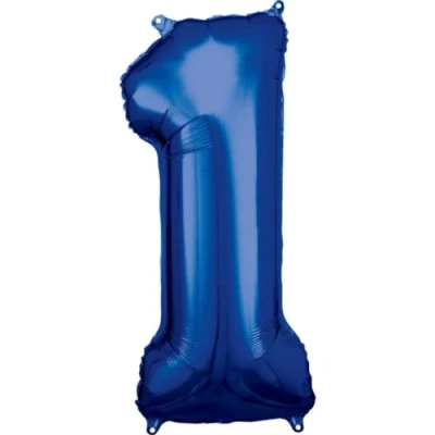Afbeelding van Amscan Folieballon 33 X 86 Cm Nummer 1 Blauw